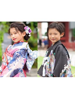 七五三下見予約0円！当日予約OK!ご家族皆様で着物レンタル受付中♪プロの着付けで快適華やかに。