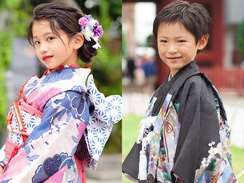 バサラ 福岡天神西通り店(VASARA)の写真/七五三下見予約0円!当日予約OK!ご家族皆様で着物レンタル受付中♪プロの着付けで快適華やかに。