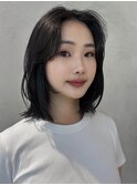 顔周りレイヤーカットグレージュカラーくびれボブショートカット