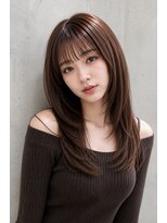 ラトリエ ブロカント 立川北口店(L'atelier BROCANTE)&nbsp;小顔レイヤー ストレート ロングレイヤーカット ココアブラウン