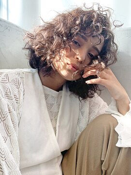 アルバム 銀座(ALBUM GINZA) ボヘミアンパーマ_外ハネボブアッシュブラウンネオウルフ_86772