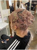 ショートで成人式前撮りヘアセット