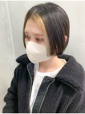フェイスフレーミングカラー、インナーカラー、ミニボブ