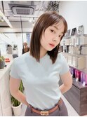 小顔ミディアムスクエアボブ