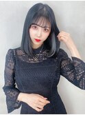 色気ガーリーロブ_斜めバンググレージュカラーシルキー_49220