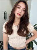 韓国風ロング センターパートロング ツヤ髪ブラウン