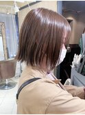 ショートボブ大人ショートヘアワンカラーブリーチなしカラー横浜