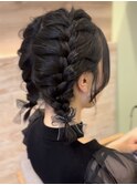 編み込みツインアレンジ/編み込み/ツインアレンジ/ヘアアレンジ