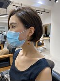 スッキリ丸みショートボブ×アッシュブラウン