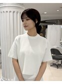丸みショート前下がりセンターパートハンサムくびれショート