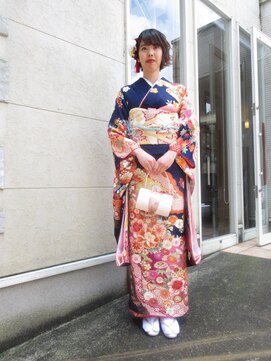 コアフィールフィス(COIFFURE fils) 【見附・今町】成人式 文庫系帯結び ショートアレンジ