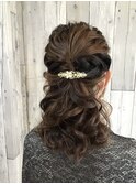 結婚式編みおろし、ハーフアップ、早朝OKイベント用ヘアーセット