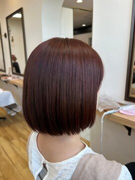 モーラ 鳳店(MOLLA) ピンクブラウン ミニボブ ストレートボブ 大人ガーリー 秋カラー