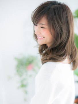 プリモア サロン ハナレ 綾瀬(primoA salon HANARE) 綾瀬/髪質改善/斜めバング×ミルクティーアッシュ×大人波巻きj