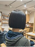ミニボブ/コンパクトボブ/顎ラインボブ/ダークアッシュ/暗髪