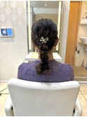 お呼ばれパーティーヘアセット編みおろしスタイル♪