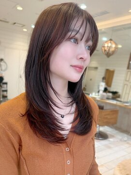 ネオリーブ アンド 渋谷店(Neolive &) 渋谷/ミニウルフ/チェリーブラウン/フェザーパーマ/ボブ