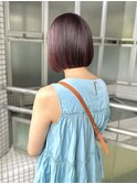 20代30代40代 ピンクパープルカラー暗めカラー/ミディアムボブ
