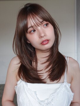 アルバム 池袋(ALBUM) おくれ毛顔周りレイヤー韓国ヘアロング_F30912