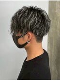 ホワイトメッシュ/ツイスト/ツイスパ/パーマ/メンズ/眉毛