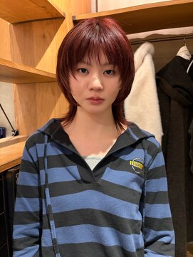 ネロ ヘアサロン ネイビー 渋谷(NERO HAIRSALON NAVY) シャギーウルフ×オレンジレッドカラー