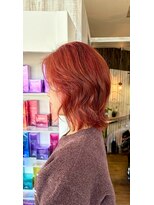 ヘアショップエヌアンドエー 久喜店(hairshop N&A) レイヤーウルフミディアム×オレンジブラウン/外ハネくびれ