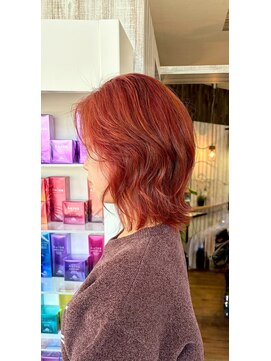 ヘアショップエヌアンドエー 久喜店(hairshop N&A) レイヤーウルフミディアム×オレンジブラウン/外ハネくびれ