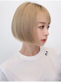 ハイトーンボブ/ケアブリーチダブルカラー/ミルクティーベージュ