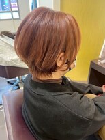 ソシエ 山陽姫路店&nbsp;アプリコットコーラル×コンパクトラウンド　グロスショートボブ