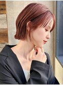 ボブパーマ前上がり切りっぱなしボブカーテンバングt87
