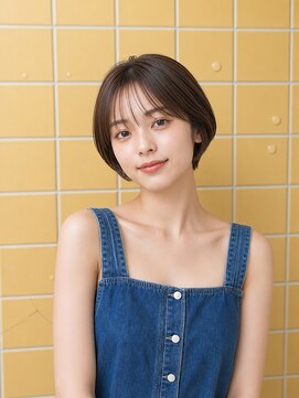 ヘアーサロン 6(hair salon) シースルーバング×丸みショートボブ/ダークブラウン