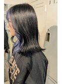 black×Blueイメチェンインナーカラー　美髪セミロング