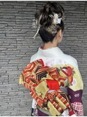 お呼ばれヘアセットタイトアレンジポニテアレンジ岡山南中央町