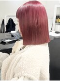 イメチェン//切りっぱなしボブ//ケアブリーチ//チェリーレッド