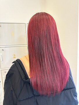 ジュエ ヘアー デザイン(Jue hair design) ブリーチ1回ワインレッドカラー