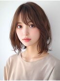 大人可愛い無造作ボブアッシュブラウンネオウルフ20代30代