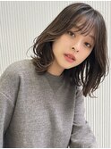 顔周りレイヤーミディアム髪質改善酸性ストレートグレージュ前髪