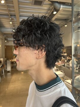 オーガニック リブ 川越(organic+live) メンズウルフパーマ/ブリーチなしカラー/波巻き×サマーウルフ