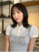 くびれレイヤー/オリーブベージュ/顔周り/シースルー/銀座