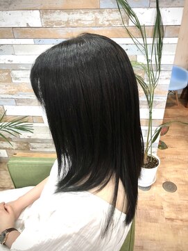 ハウオリ ヘアーワークス(Hauoli hair works) 暗髪×ネイビーグレー