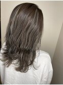 アッシュグレー_マロンベージュ Aラインボブ かきあげ