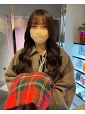 ナチュラル　ロング　プルエクステ　前髪　ブラウン