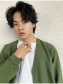 メンズシンプル黒髪/ビジネスショート/大人パーマ