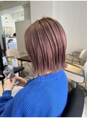 20代30代40髪質改善ナチュラルボブ透明感 ピンクアッシュ