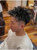 メンズハイライトパーマ/メッシュパーマ/ホワイトメッシュ/眉毛