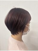 大人可愛いピンクカラーのショートヘア