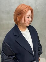 テトヘアー(teto hair)&nbsp;オレンジブラウンボブオレンジカラージンジャーカラー外国人