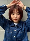 レッドブラウン/丸みボブ