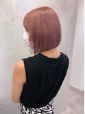 ペールピンク×切りっぱなしボブ 【 フェザーバング】