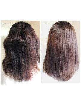 チェルシー 表参道 髪質改善と酸熱トリートメントで縮毛矯正と同じ様に癖が伸びる